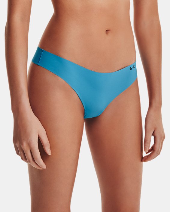 Women's UA Pure Stretch Print Thong 3-Pack Underwear, Blue, pdpMainDesktop image number 0